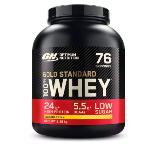 Optimum Nutrition ON Gold Standard Whey Muscle Building & Recovery Protein Powder With Natural Occurring Glutamine & Amino Acids, Banana Cream, 76 Servings, 2.28 kg