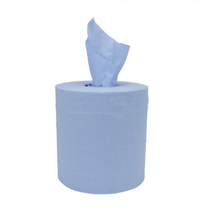 Load image into Gallery viewer, Essentials 2ply Blue or white Embossed Centre Feed Rolls ‑ Case of 6
