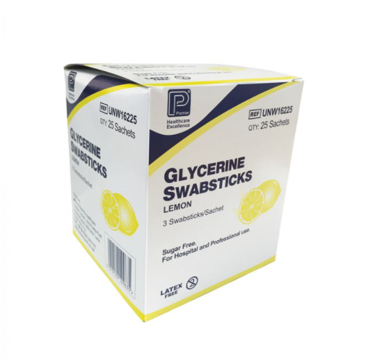 Oral Care Mouth Swabs, lemon and glycerine (25 SACHETS)